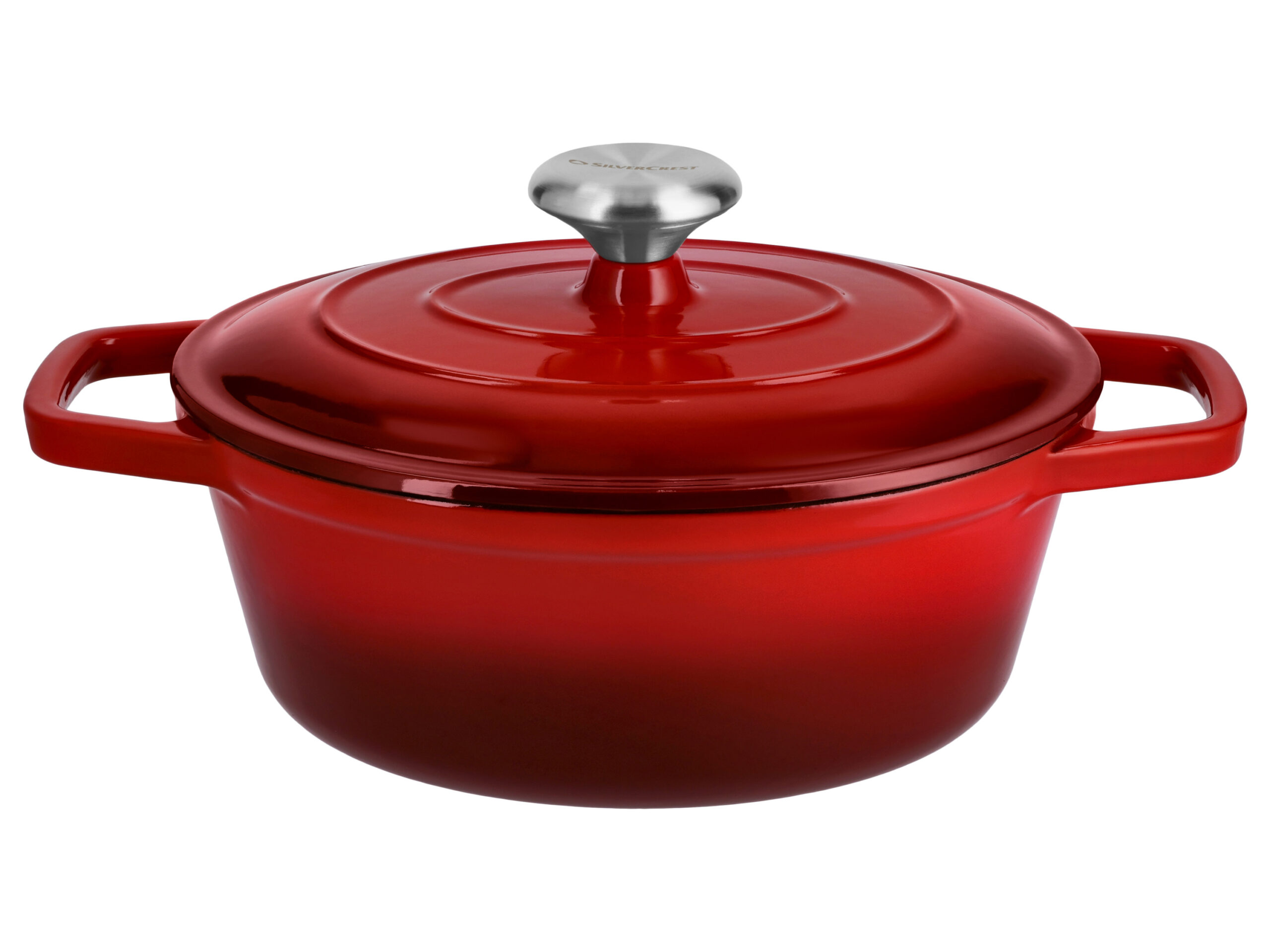 SILVERCREST Gietijzeren braadpan, Ø24 cm (Rood) (4054599414645)