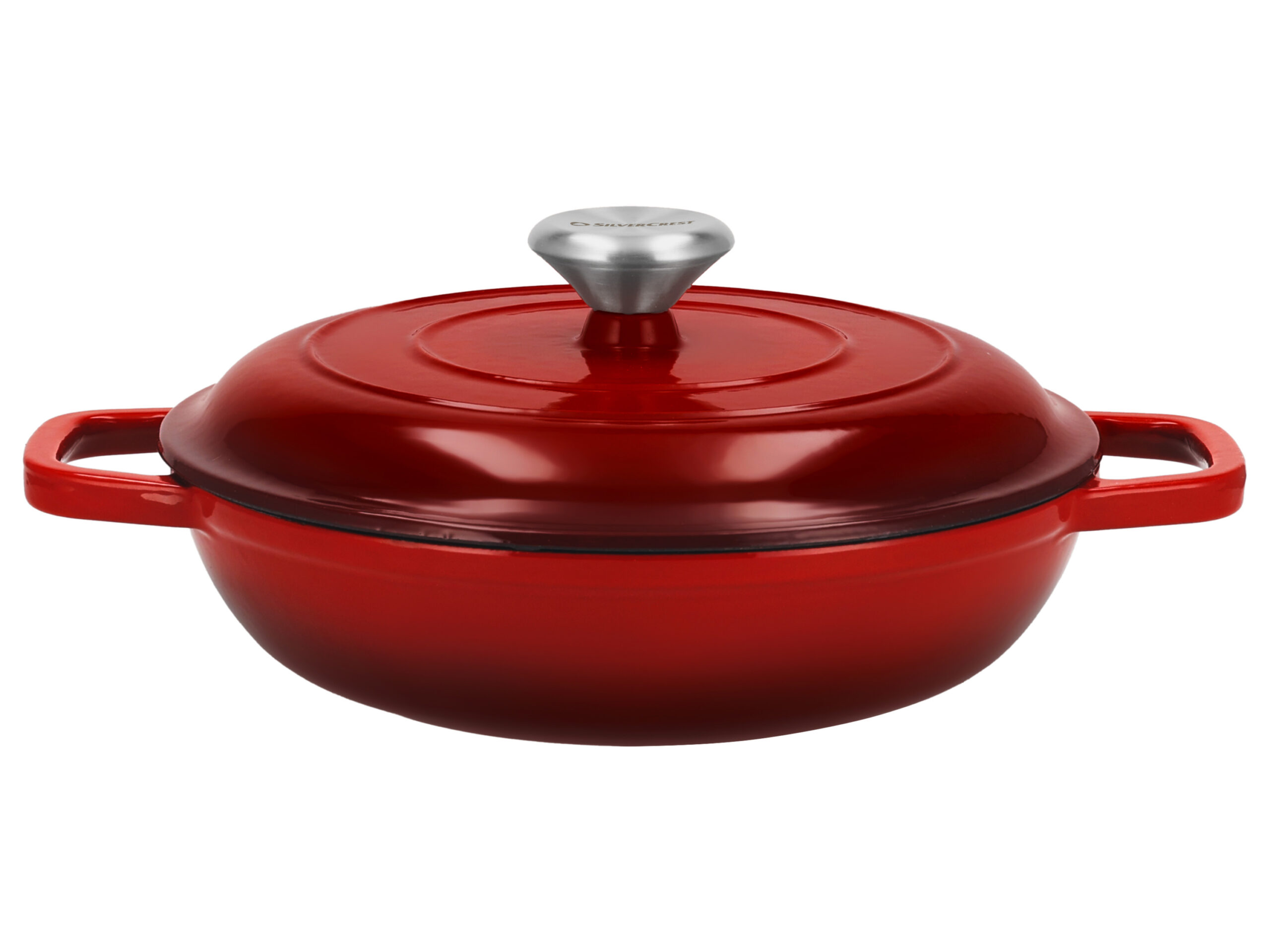 SILVERCREST Gietijzeren hapjespan, Ø25 cm (Rood) (4054599415413)