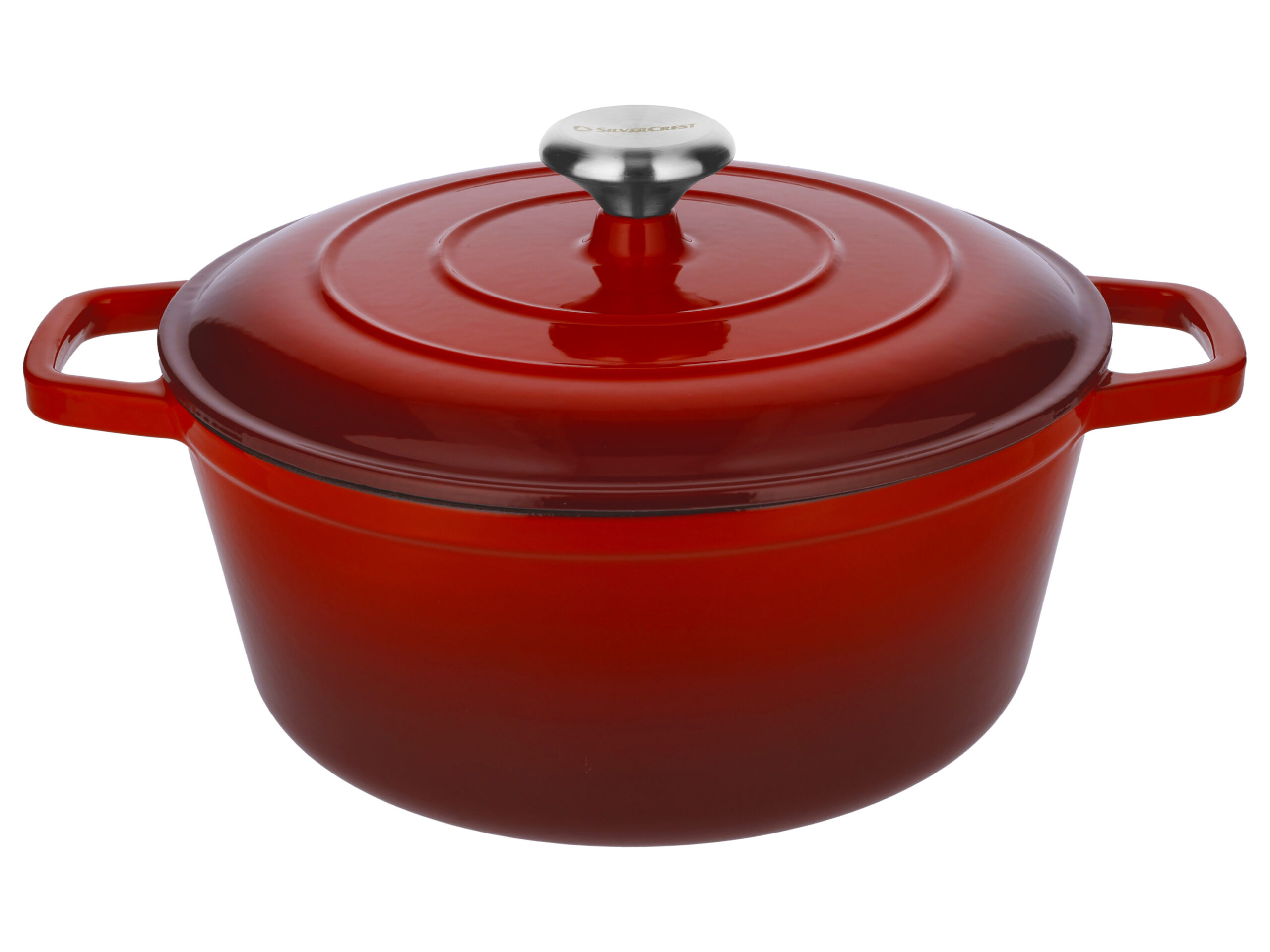 SILVERCREST Gietijzeren pan, Ø27 cm (Rood) (4054599415291)