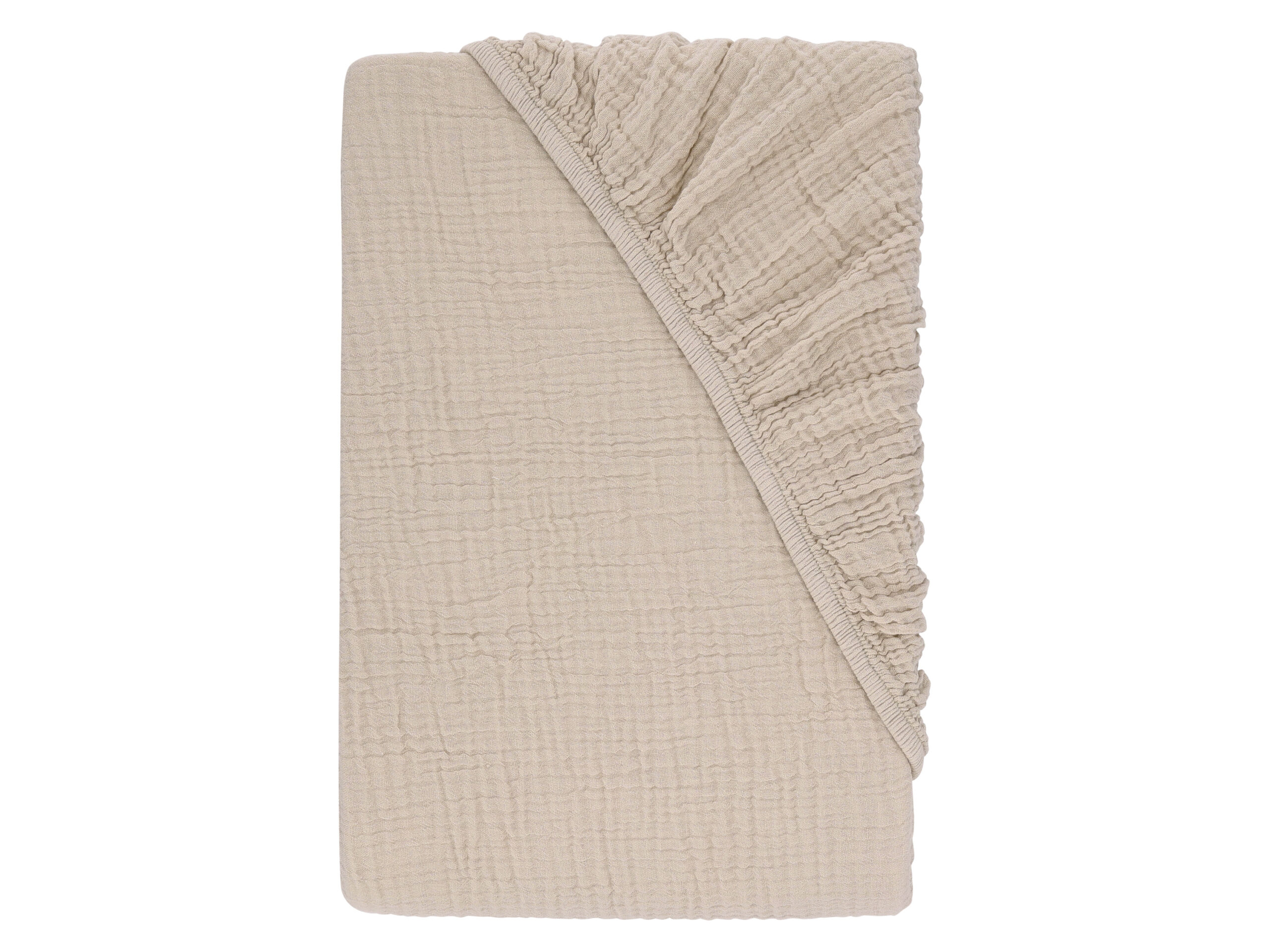 LIVARNO Mousseline hoeslaken 140-160 x 200 cm (Beige) (4054599377193)