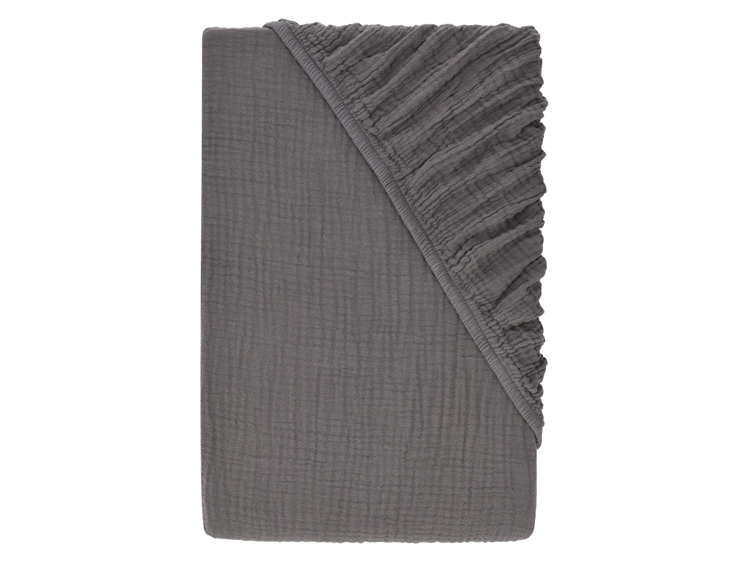 LIVARNO Mousseline hoeslaken 140-160 x 200 cm (Grijs) (4054599377223)