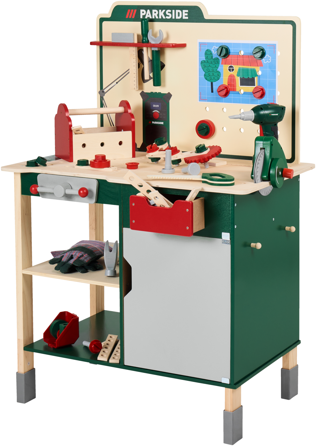 LUPILU Houten werkbank, met accessoires, in Parkside-design (4054599436418)
