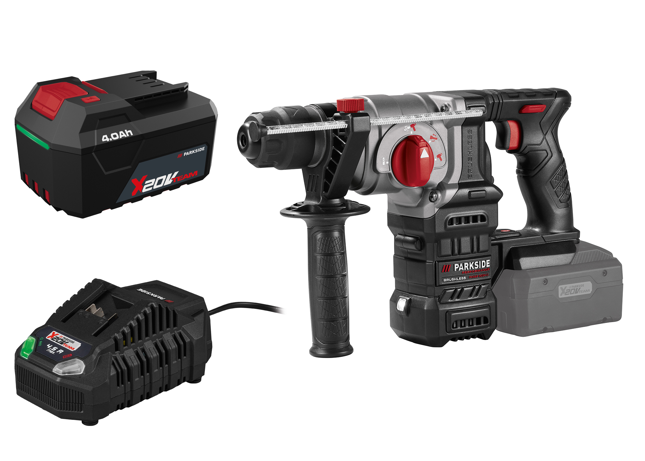 PARKSIDE Accu-boorhamer 20 V 3 J, met accu 4 Ah en snellader 4,5 A (4054599427669)