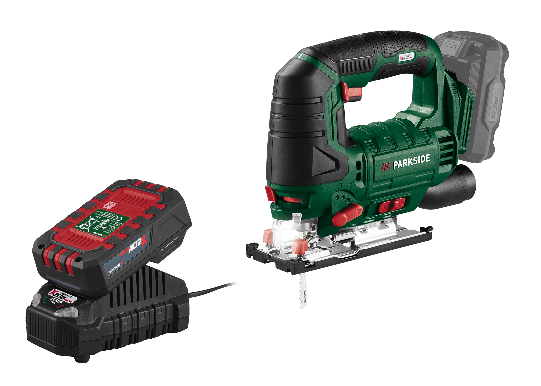 PARKSIDE Accu-decoupeerzaag 20 V, met accu 2 Ah en lader 2,4 A (4054599112176)