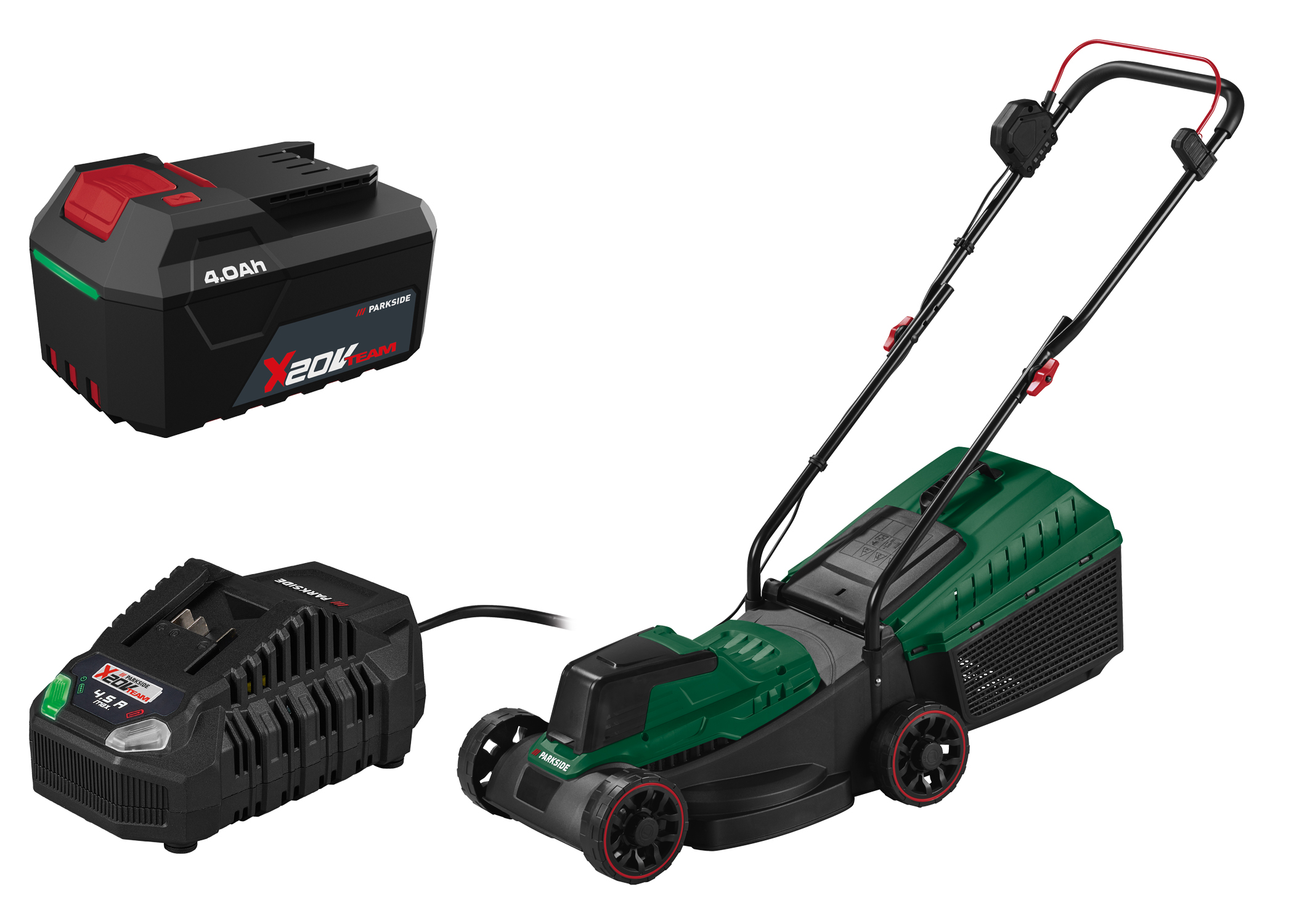 PARKSIDE Accu-grasmaaier 20 V, met accu 4 Ah en snellader 4,5 A, 200 m² (4054599427669)