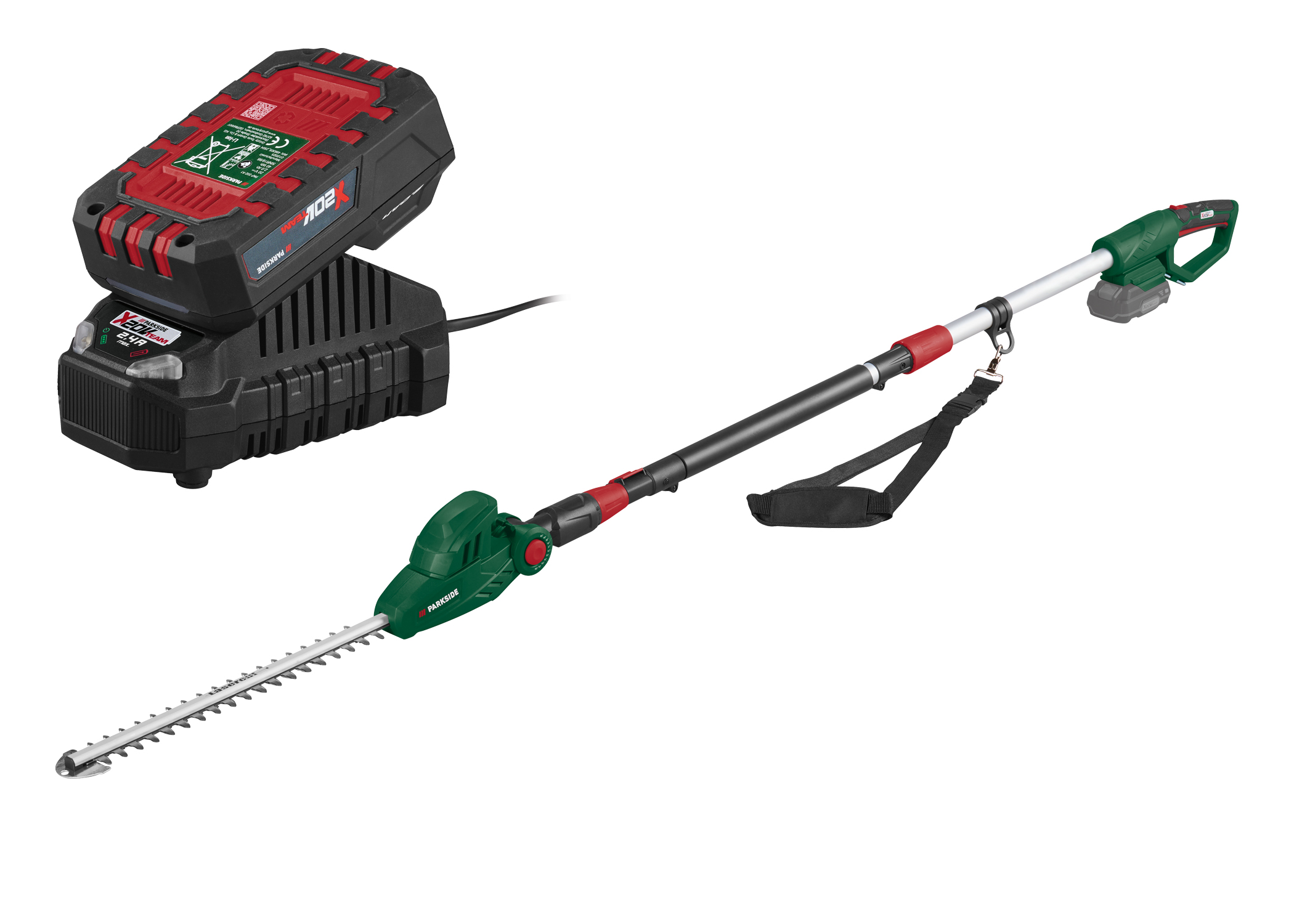 PARKSIDE Accu-heggenschaar op steel 20 V, met accu 2 Ah en lader 2,4 A (4052916920275)