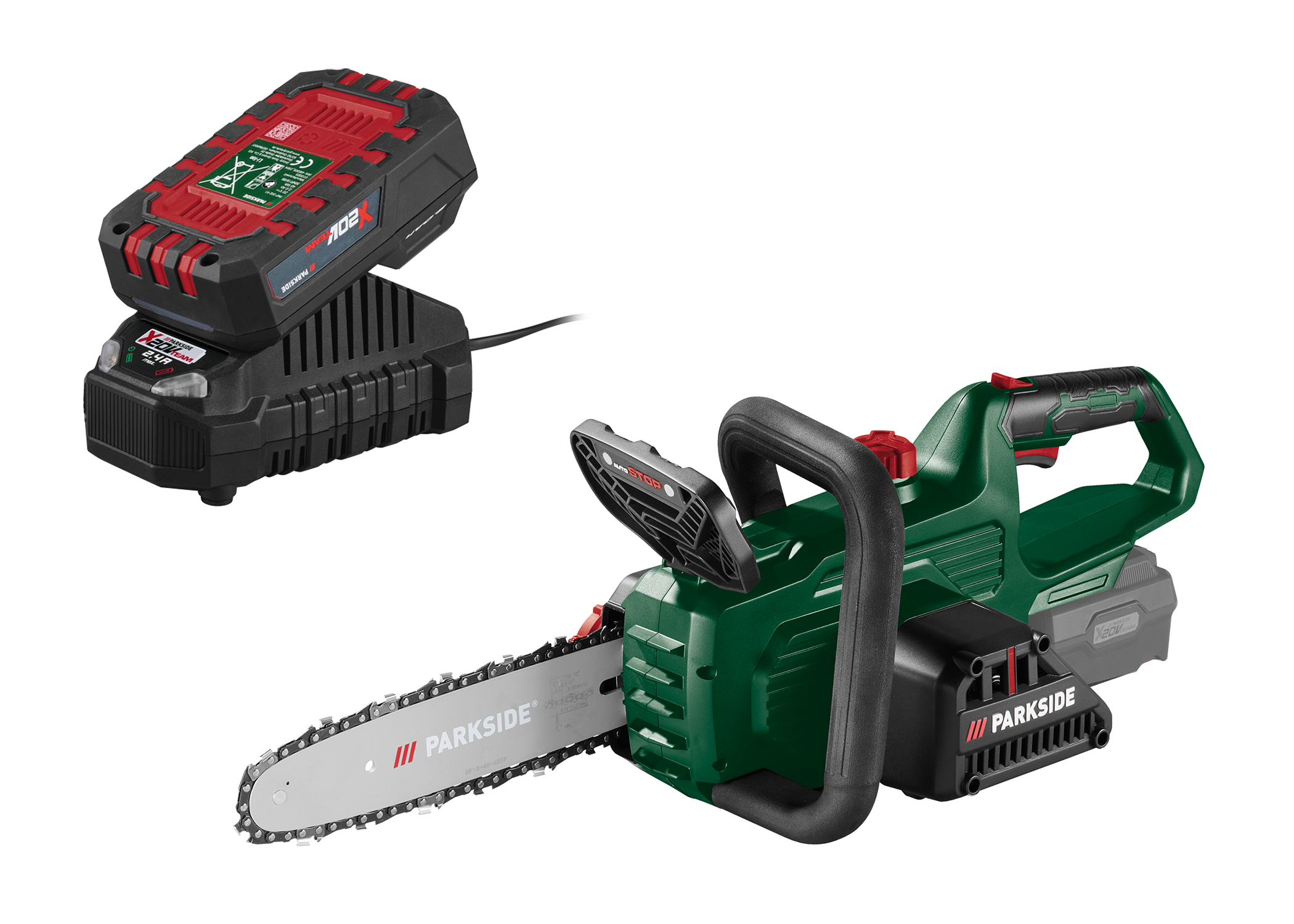 PARKSIDE Accu-kettingzaag 20 V, met accu 2 Ah en lader 2,4 A (4052916866962)