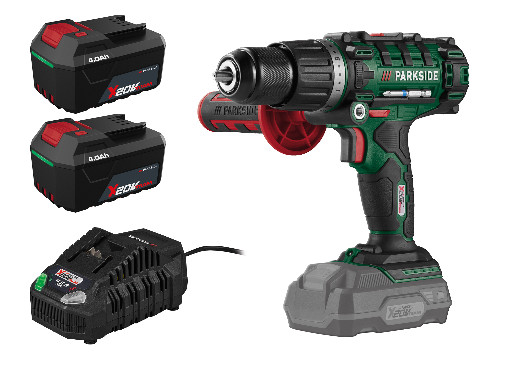 PARKSIDE Accu-klopboormachine 20 V 45 Nm, met 2 accu's 4 Ah en snellader 4,5 A (4054599427669)