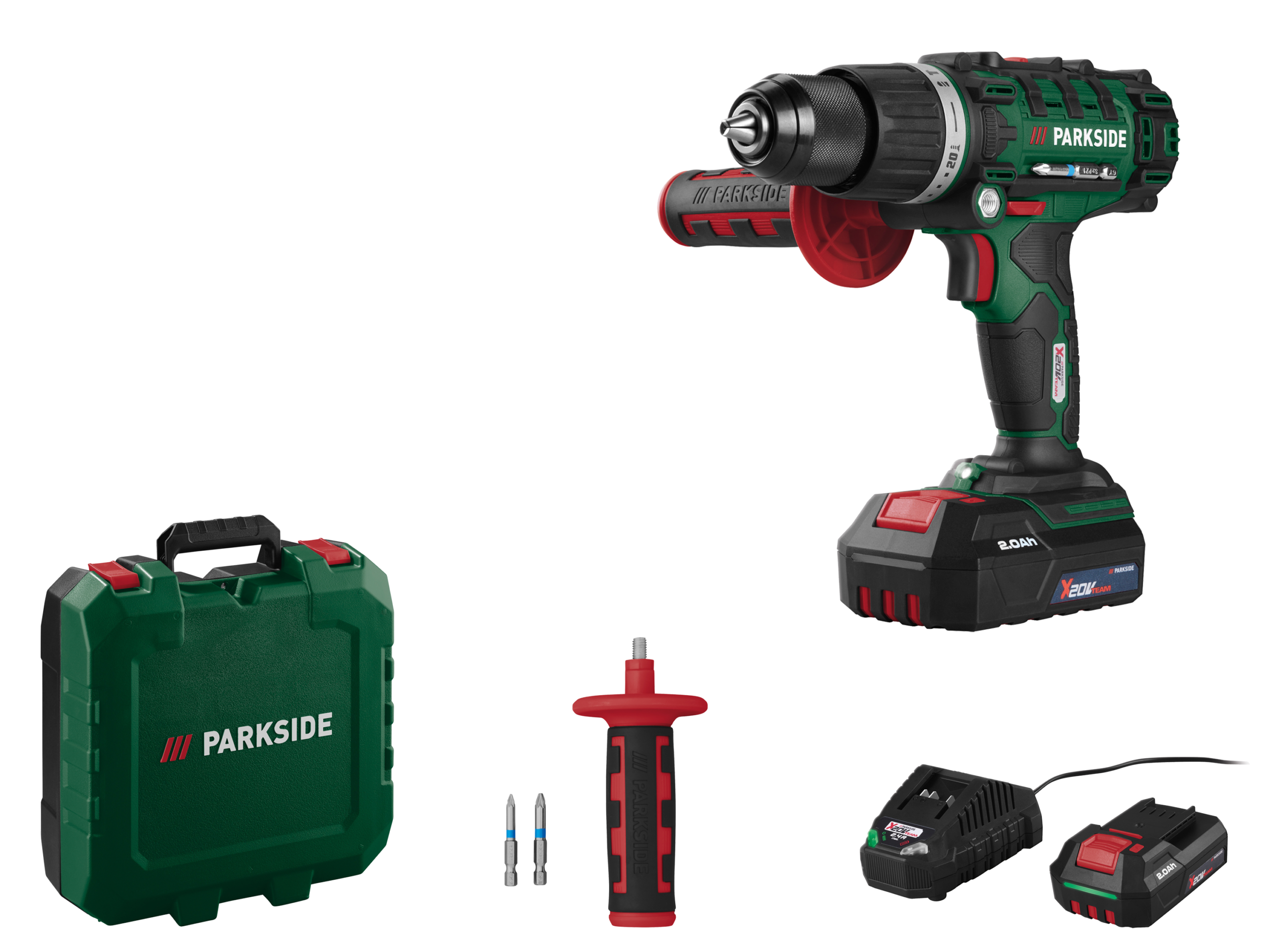 PARKSIDE Accu-klopboormachine 20 V, 45 Nm, met accu 2 Ah en lader 2,4 A (4054599431185)