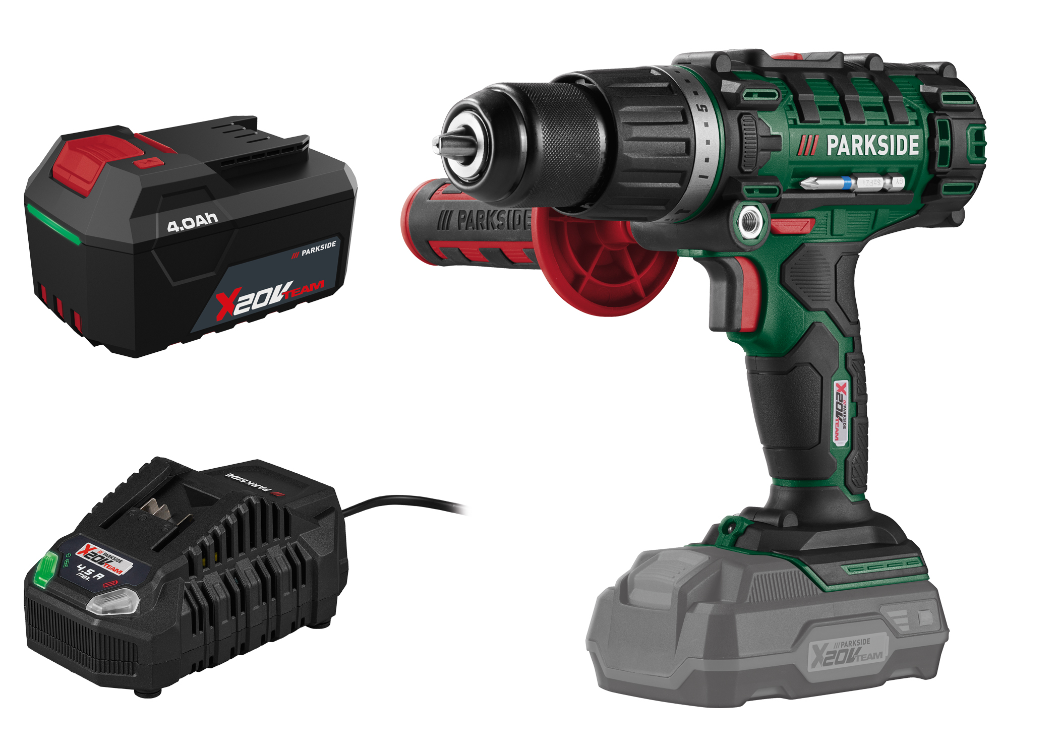 PARKSIDE Accu-klopboormachine 20 V 45 Nm, met accu 4 Ah en snellader 4,5 A (4054599427669)