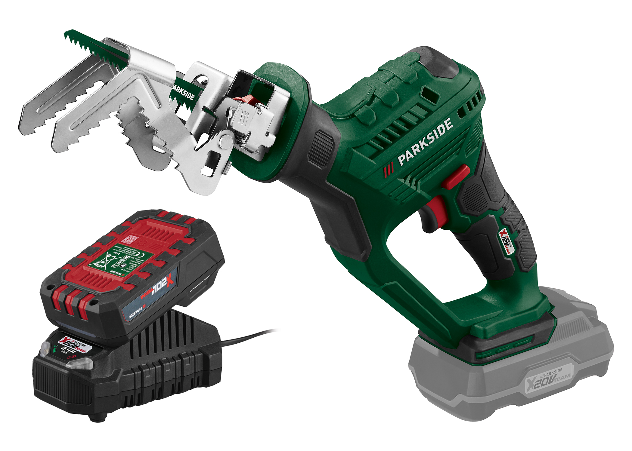 PARKSIDE Accu-takkenzaag 20 V, met accu 2 Ah en lader 2,4 A (4054599111780)