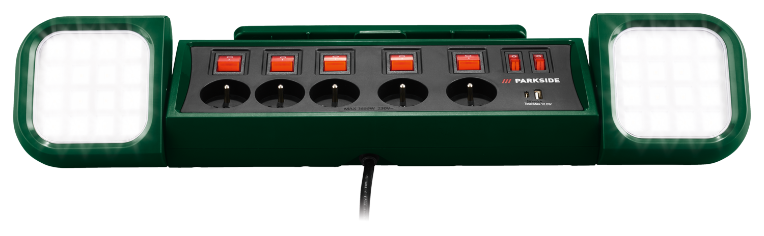 PARKSIDE LED-bouwlamp met stekkerdoos (4054599564623)