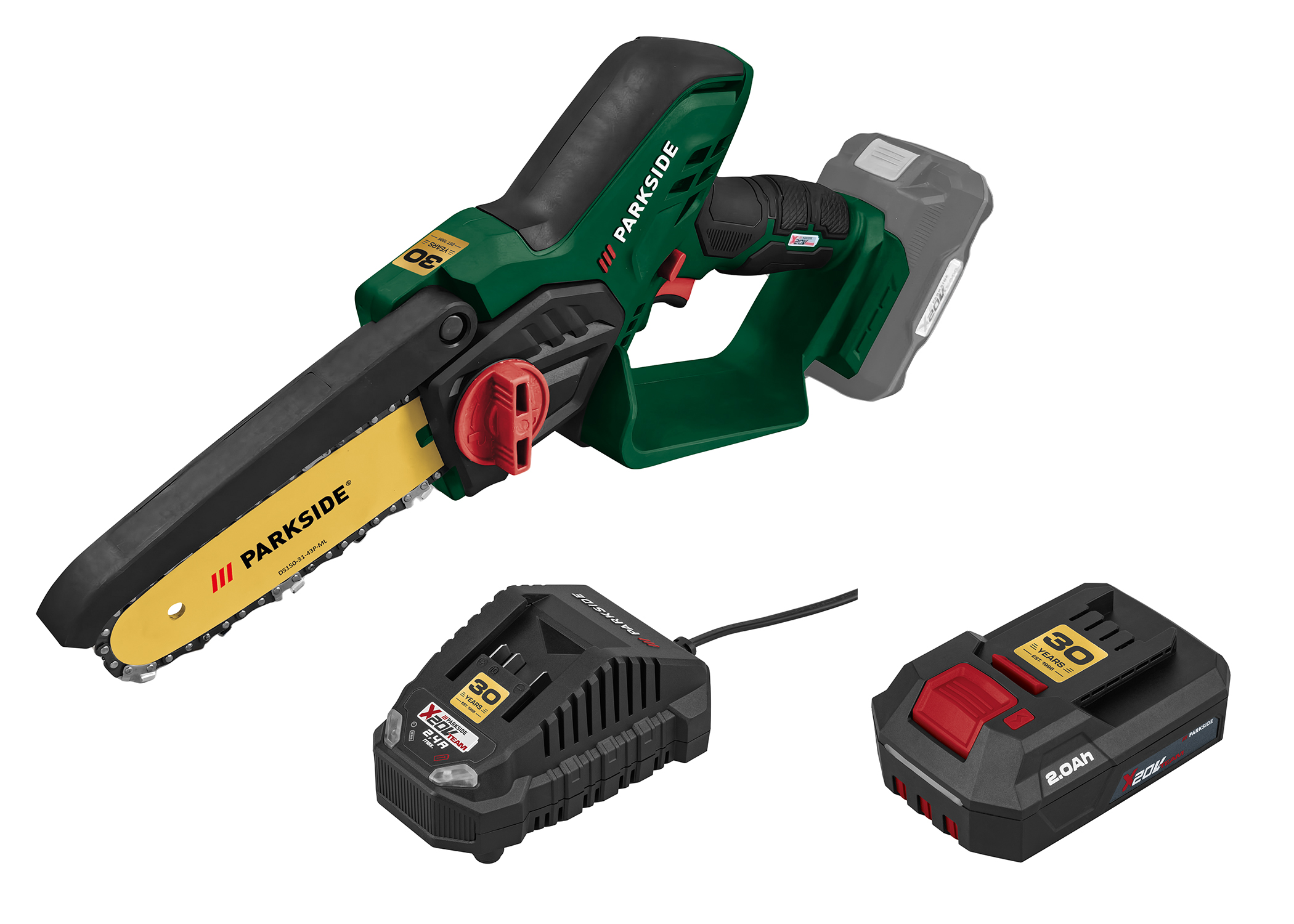 PARKSIDE Mini accu-kettingzaag 20 V, met accu 2 Ah en lader 2,4 A, Limited Edition (4054599295398)