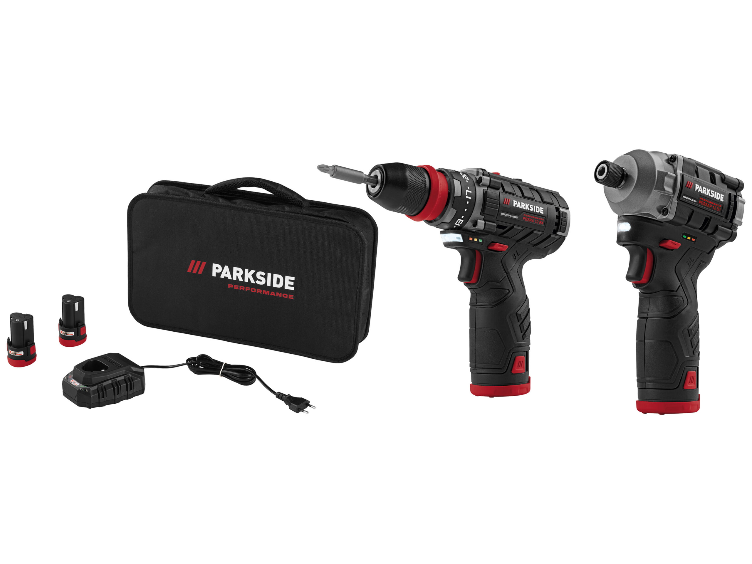 PARKSIDE PERFORMANCE Accu-schroefboormachine en accu-slagschroevendraaier 12 V 170 Nm, met 2 accu's 2 Ah en 1 lader 2,4 A (4054599340302)