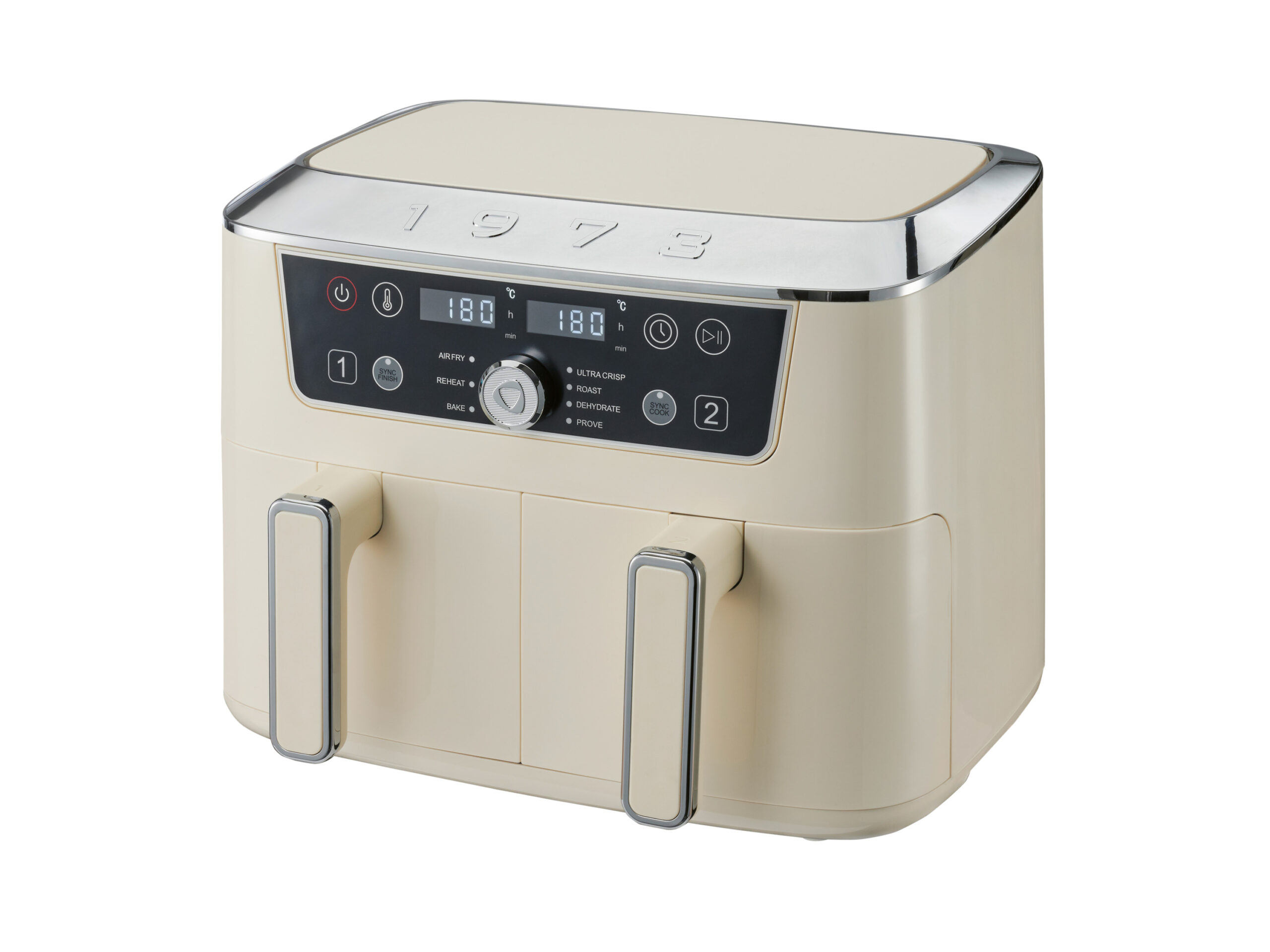 SILVERCREST Dubbele airfryer, 2x 4,35 L, beige, retro (4054599286709)