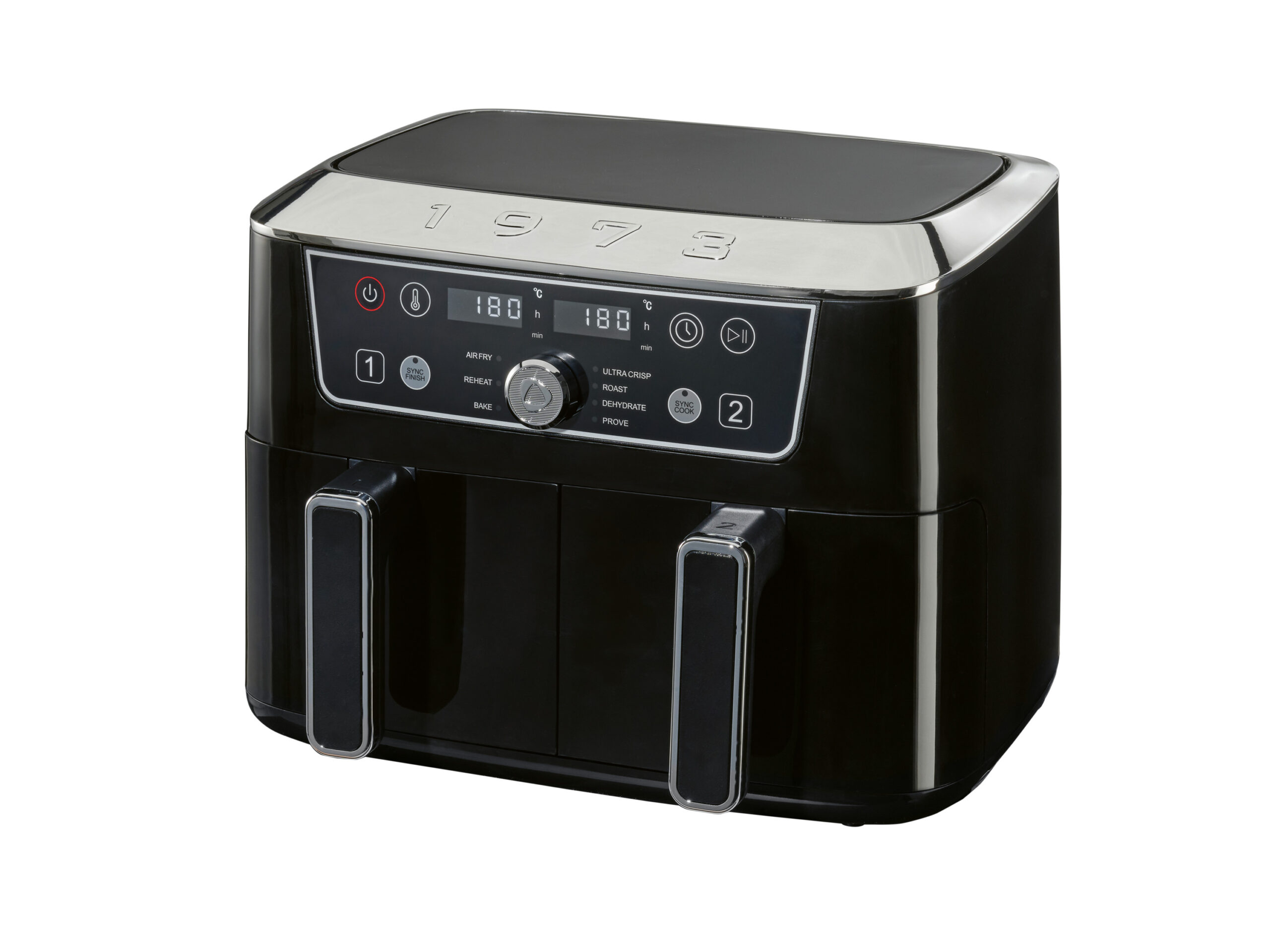 SILVERCREST Dubbele airfryer, 2x 4,35 L, zwart, retro (4054599286679)