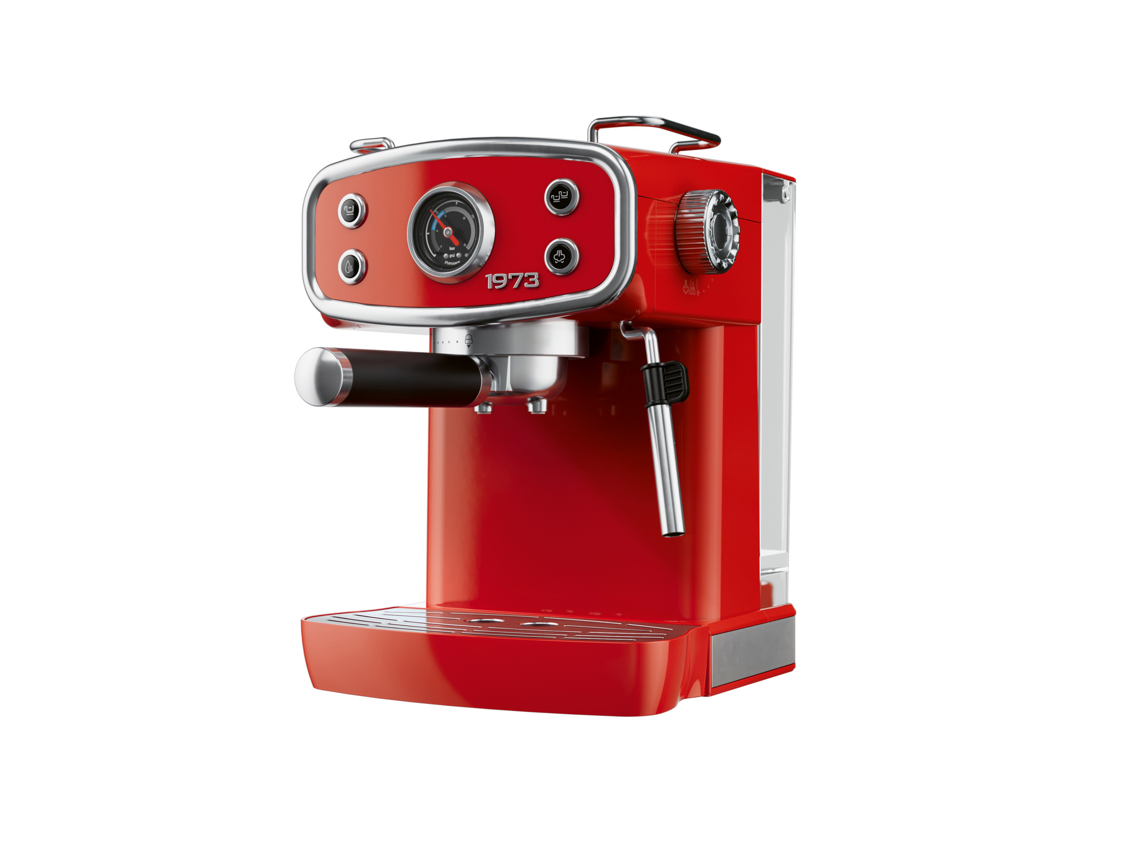 SILVERCREST Piston koffiemachine, 20 bar, met stoompijpje, rood, retro (4054599404424)