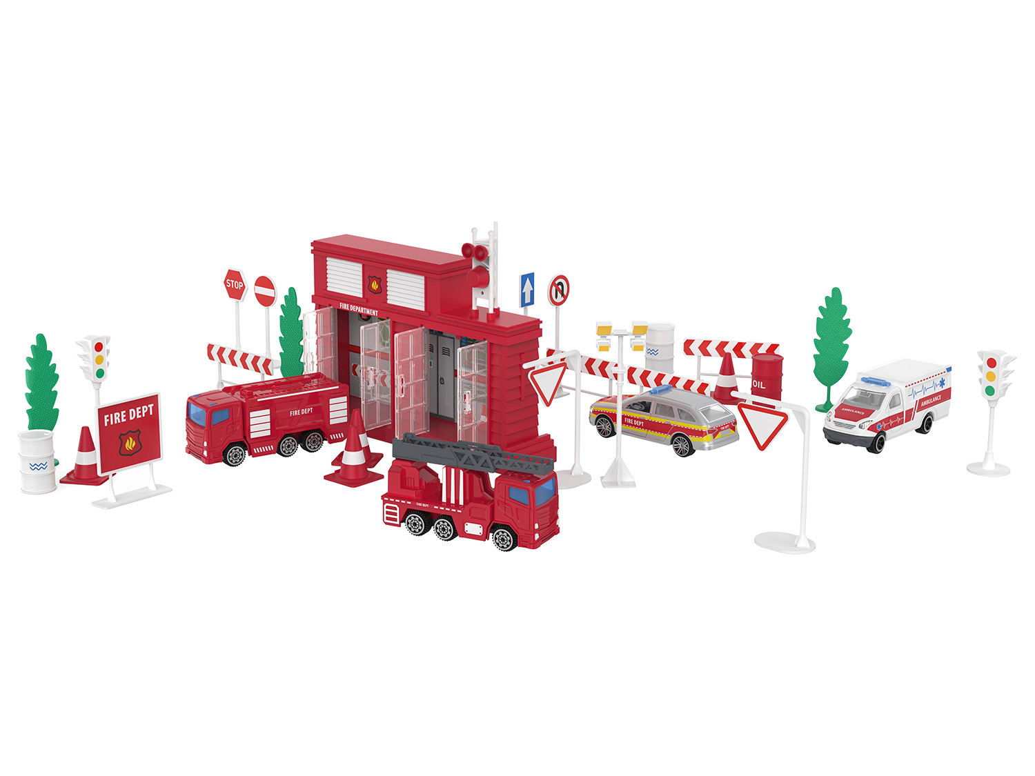 PLAYTIVE Gietijzeren speelset Racers (Brandweerkazerne) (4058143000803)